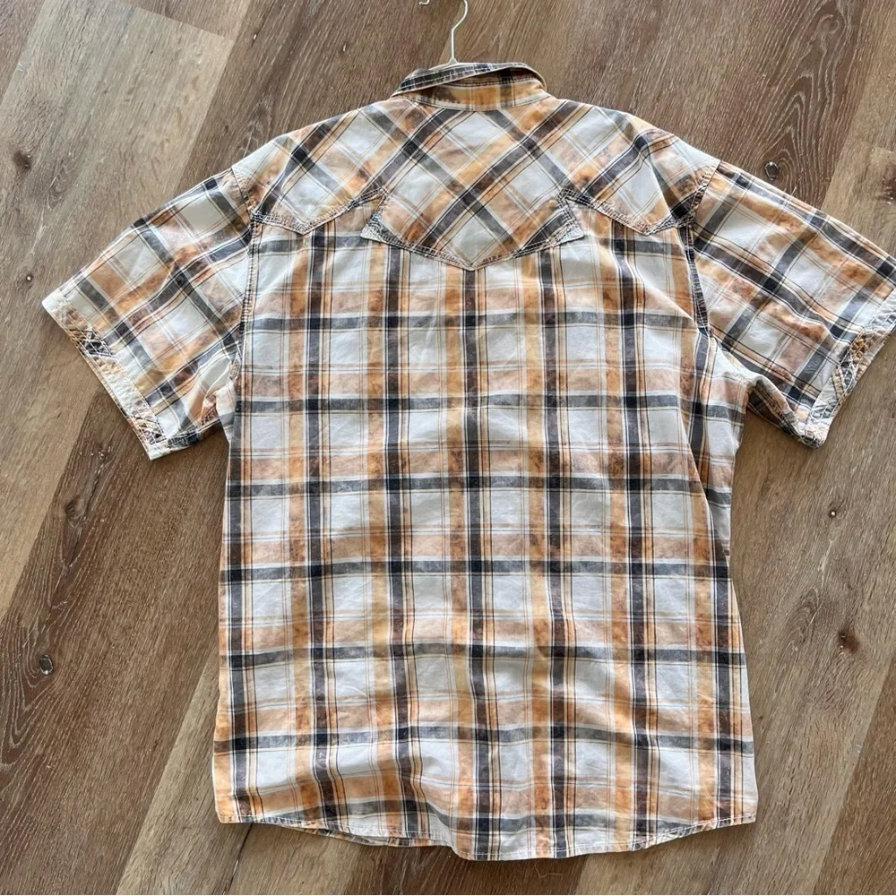 Mens BKE vintage short sleeve pearl snap. Distressed.